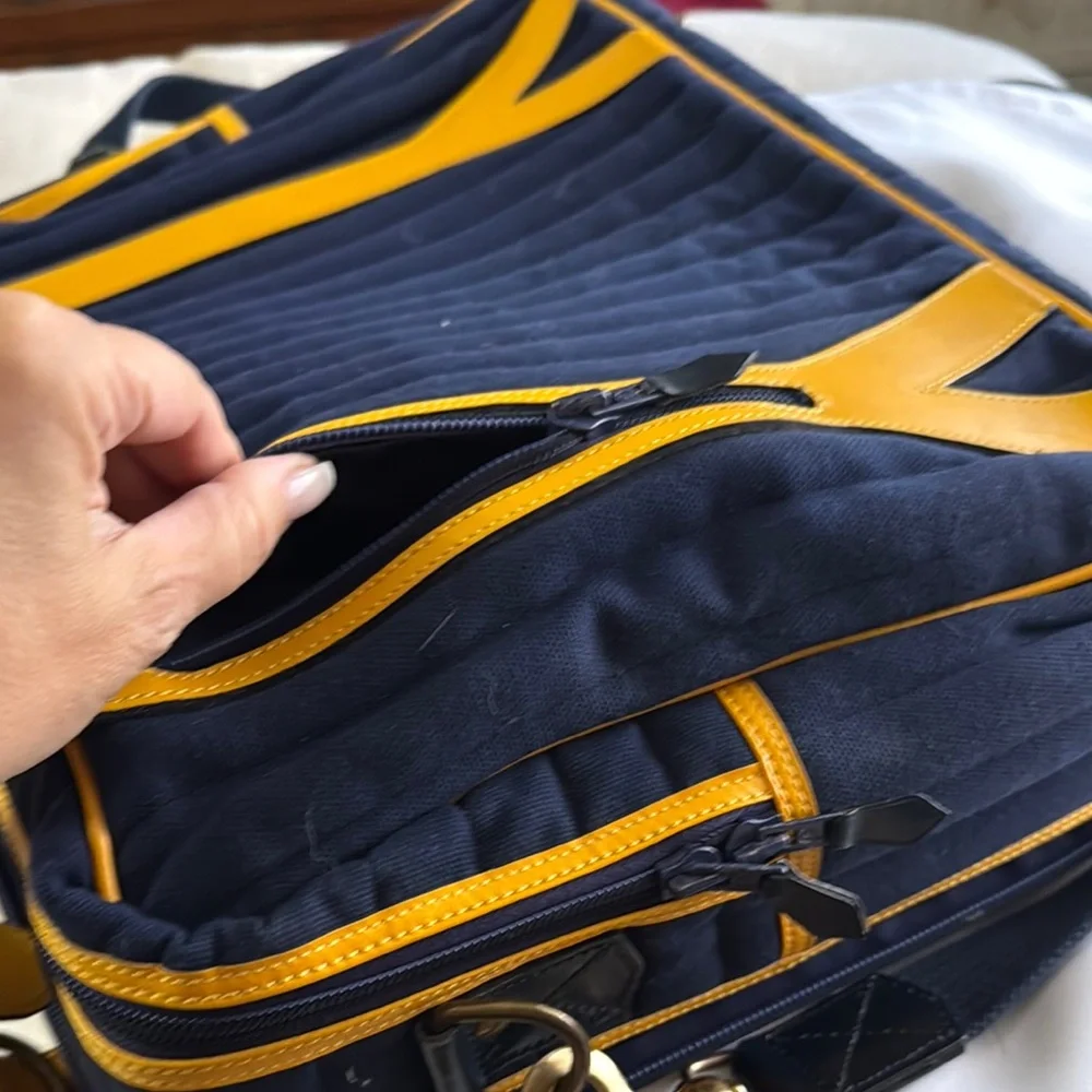 Navy and Yellow Quilted Crossbody Bag - Unbranded